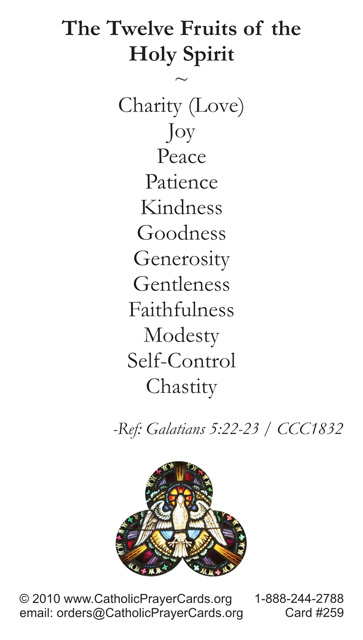 Gifts & Fruits of the Holy Spirit Prayer Card